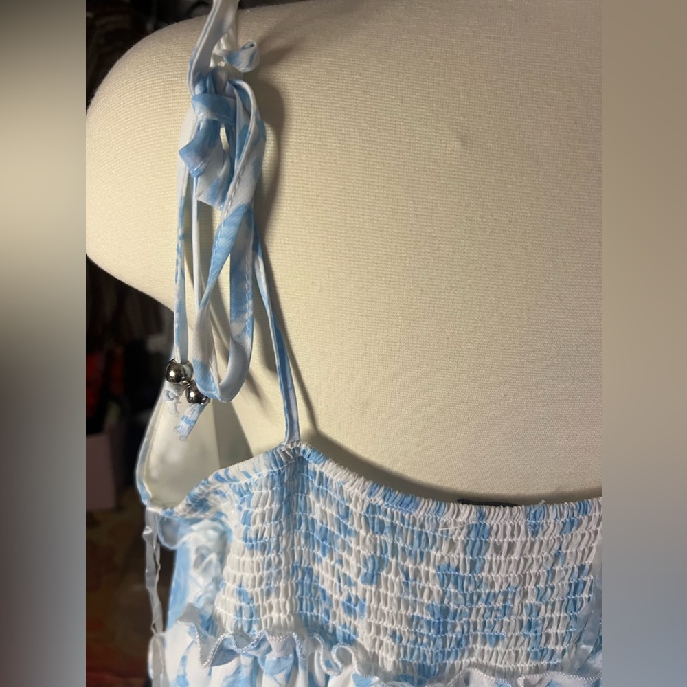 Light Blue Floral Tiered Sundress - Women - Picture 5 of 7